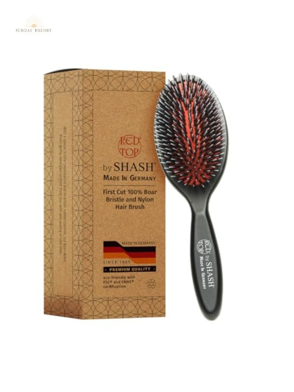 100% First Cut Boar Bristle Brush for Normal to Thick Hair, Gentle Detangling,